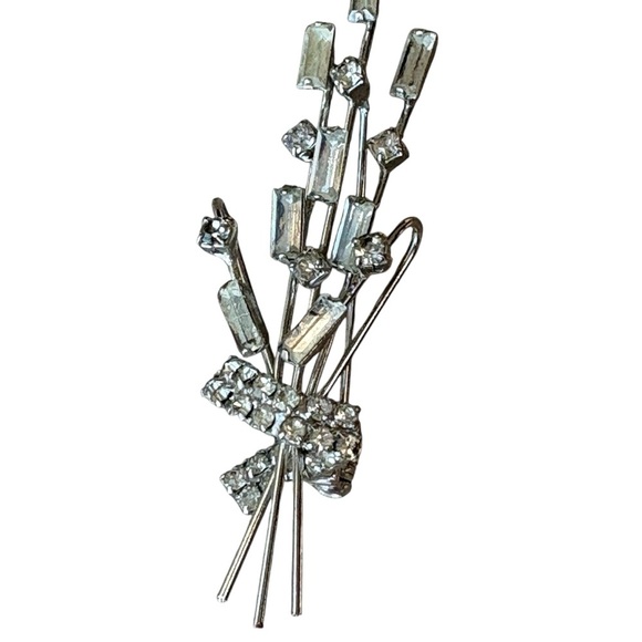 Art Deco Vintage Crystal Rhinestone Flower Bouquet Brooch Antique - Picture 1 of 6